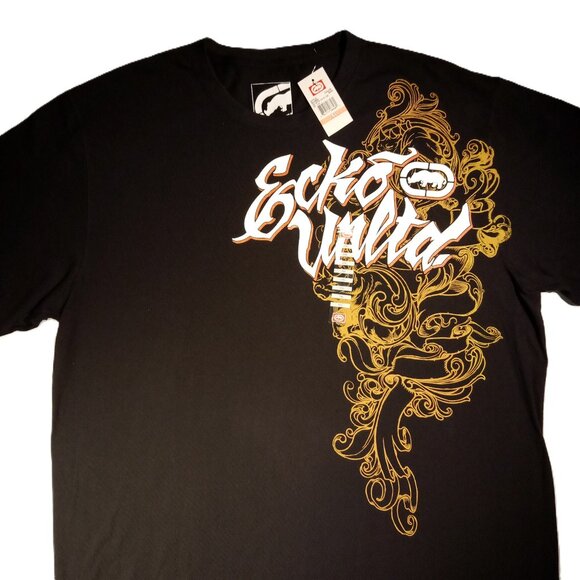 ECKO UNLTD Graphics Tee  Men's 3XL  Distorted Vision Tee  Black/Gold/White  NWT - Picture 1 of 8